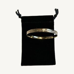 Lifetime Jewelry Gold Plated Bangle Bracelet with Decorative Engraving